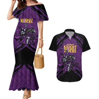 Custom Caribbean Cricket Trinidad and Tobago Cricket Couples Matching Mermaid Dress and Hawaiian Shirt TKR Champions 2025 Purple Edition - Wonder Print Shop