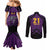 Custom Caribbean Cricket Trinidad and Tobago Cricket Couples Matching Mermaid Dress and Long Sleeve Button Shirt TKR Champions 2025 Purple Edition - Wonder Print Shop