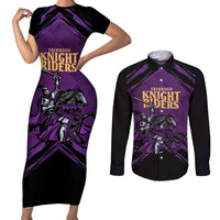 Custom Caribbean Cricket Trinidad and Tobago Cricket Couples Matching Short Sleeve Bodycon Dress and Long Sleeve Button Shirt TKR Champions 2025 Purple Edition - Wonder Print Shop