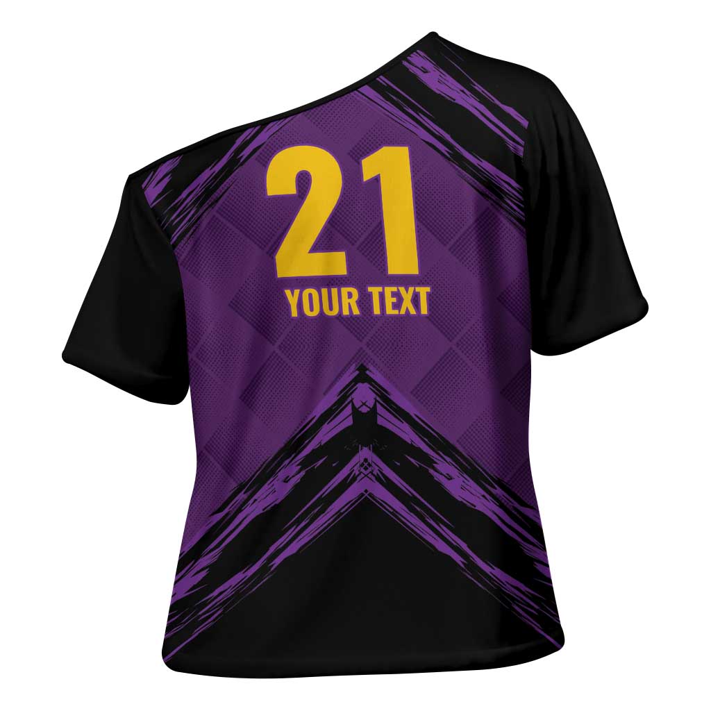 Custom Caribbean Cricket Trinidad and Tobago Cricket Cross Shoulder Shirt TKR Champions 2025 Purple Edition - Wonder Print Shop
