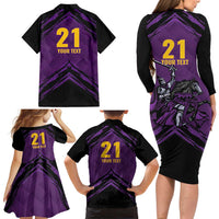 Custom Caribbean Cricket Trinidad and Tobago Cricket Family Matching Long Sleeve Bodycon Dress and Hawaiian Shirt TKR Champions 2025 Purple Edition - Wonder Print Shop