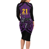 Custom Caribbean Cricket Trinidad and Tobago Cricket Family Matching Long Sleeve Bodycon Dress and Hawaiian Shirt TKR Champions 2025 Purple Edition - Wonder Print Shop