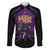 Custom Caribbean Cricket Trinidad and Tobago Cricket Family Matching Off The Shoulder Long Sleeve Dress and Hawaiian Shirt TKR Champions 2025 Purple Edition - Wonder Print Shop