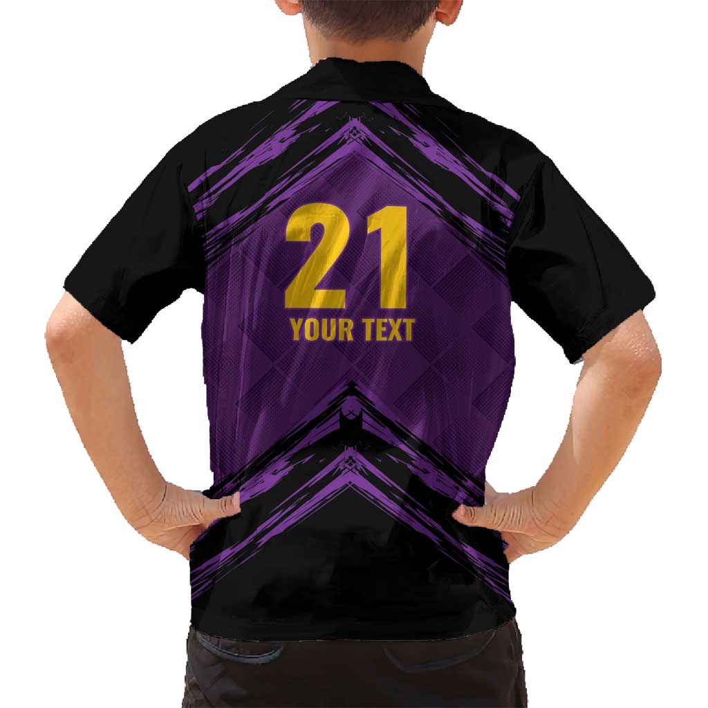 Custom Caribbean Cricket Trinidad and Tobago Cricket Family Matching Off Shoulder Maxi Dress and Hawaiian Shirt TKR Champions 2025 Purple Edition - Wonder Print Shop
