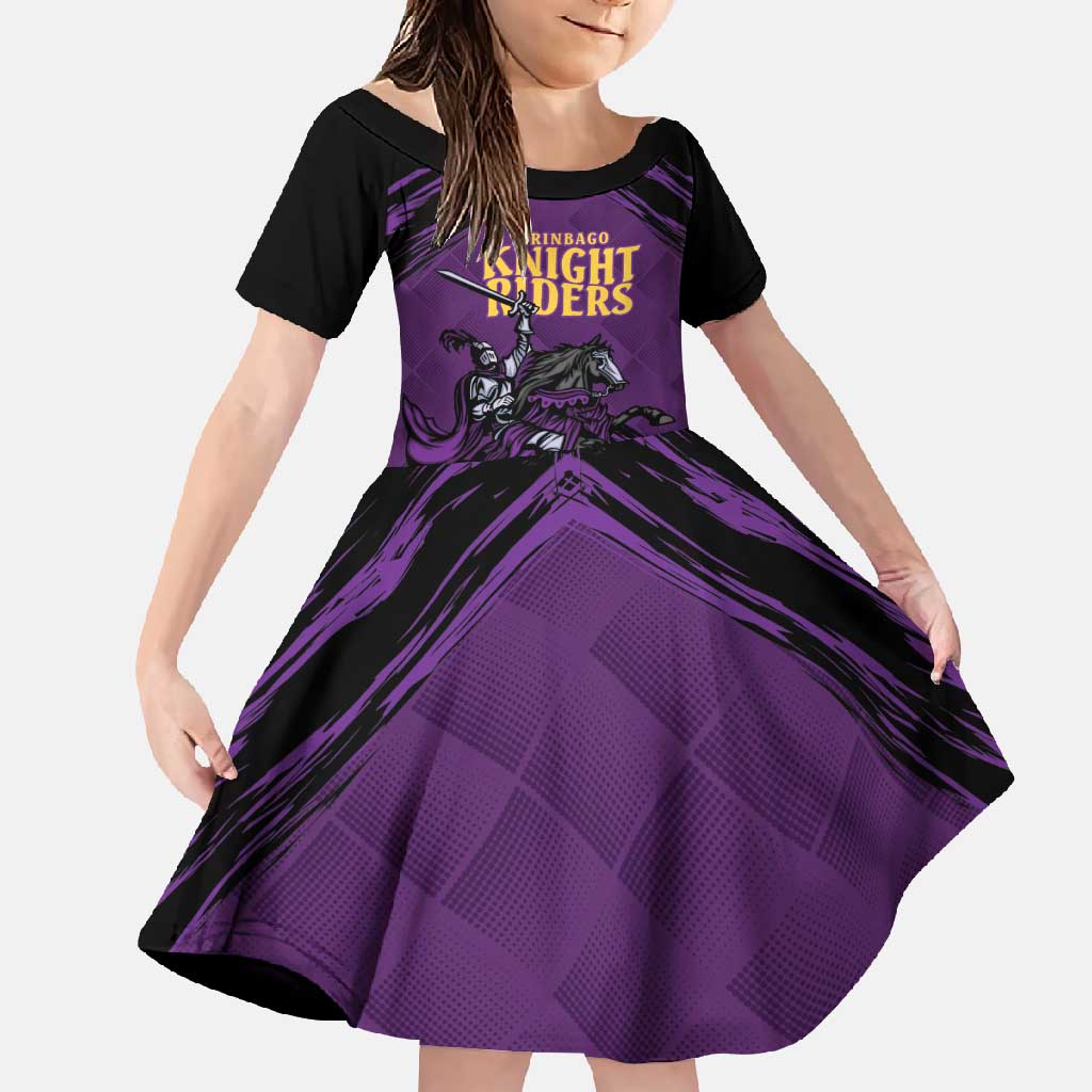 Custom Caribbean Cricket Trinidad and Tobago Cricket Family Matching Off Shoulder Maxi Dress and Hawaiian Shirt TKR Champions 2025 Purple Edition - Wonder Print Shop