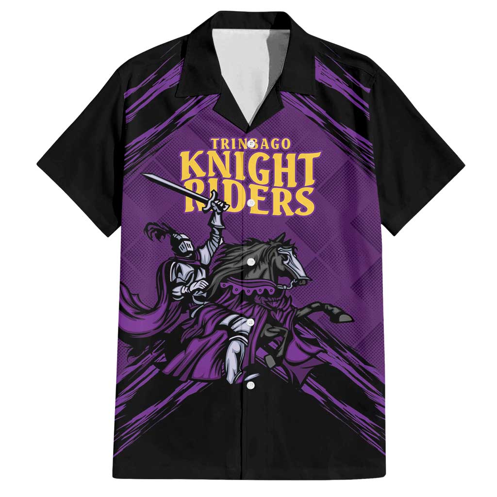 Custom Caribbean Cricket Trinidad and Tobago Cricket Family Matching Off Shoulder Maxi Dress and Hawaiian Shirt TKR Champions 2025 Purple Edition - Wonder Print Shop