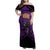 Custom Caribbean Cricket Trinidad and Tobago Cricket Family Matching Off Shoulder Maxi Dress and Hawaiian Shirt TKR Champions 2025 Purple Edition - Wonder Print Shop