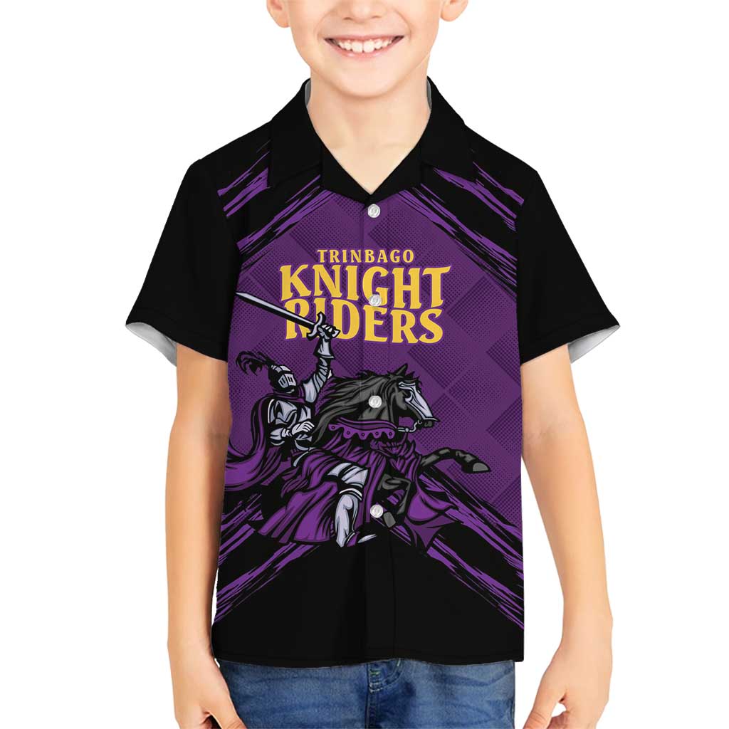 Custom Caribbean Cricket Trinidad and Tobago Cricket Family Matching Off Shoulder Maxi Dress and Hawaiian Shirt TKR Champions 2025 Purple Edition - Wonder Print Shop