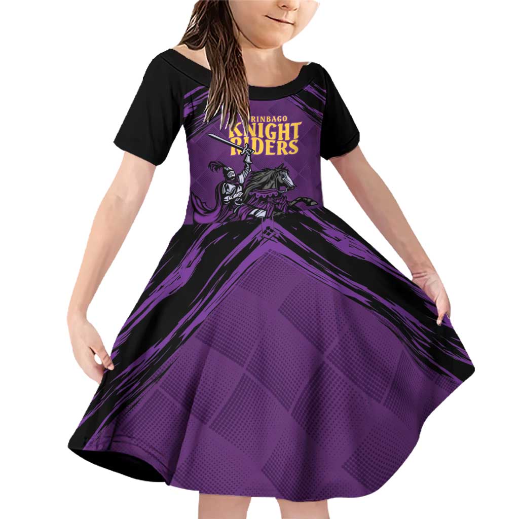 Custom Caribbean Cricket Trinidad and Tobago Cricket Family Matching Off Shoulder Short Dress and Hawaiian Shirt TKR Champions 2025 Purple Edition - Wonder Print Shop