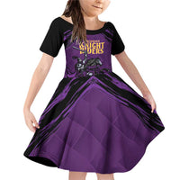 Custom Caribbean Cricket Trinidad and Tobago Cricket Family Matching Off Shoulder Short Dress and Hawaiian Shirt TKR Champions 2025 Purple Edition - Wonder Print Shop