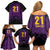 Custom Caribbean Cricket Trinidad and Tobago Cricket Family Matching Off Shoulder Short Dress and Hawaiian Shirt TKR Champions 2025 Purple Edition - Wonder Print Shop