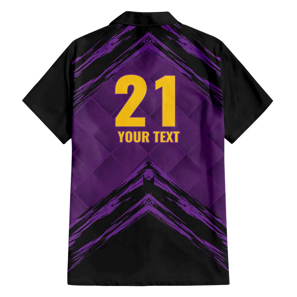 Custom Caribbean Cricket Trinidad and Tobago Cricket Family Matching Off Shoulder Short Dress and Hawaiian Shirt TKR Champions 2025 Purple Edition - Wonder Print Shop