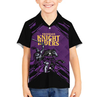 Custom Caribbean Cricket Trinidad and Tobago Cricket Family Matching Off Shoulder Short Dress and Hawaiian Shirt TKR Champions 2025 Purple Edition - Wonder Print Shop
