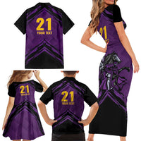 Custom Caribbean Cricket Trinidad and Tobago Cricket Family Matching Short Sleeve Bodycon Dress and Hawaiian Shirt TKR Champions 2025 Purple Edition - Wonder Print Shop