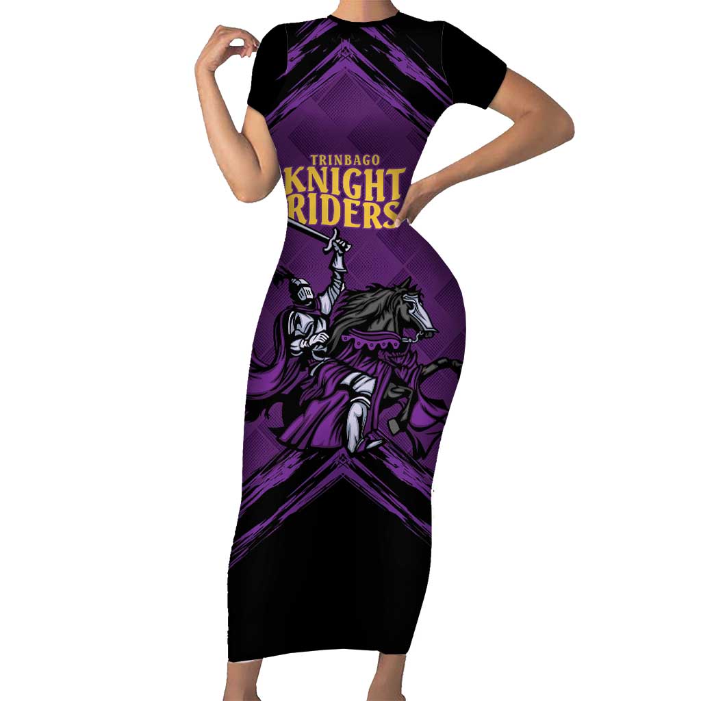 Custom Caribbean Cricket Trinidad and Tobago Cricket Family Matching Short Sleeve Bodycon Dress and Hawaiian Shirt TKR Champions 2025 Purple Edition - Wonder Print Shop