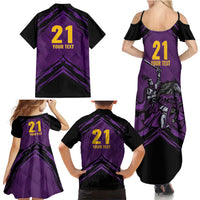Custom Caribbean Cricket Trinidad and Tobago Cricket Family Matching Summer Maxi Dress and Hawaiian Shirt TKR Champions 2025 Purple Edition - Wonder Print Shop