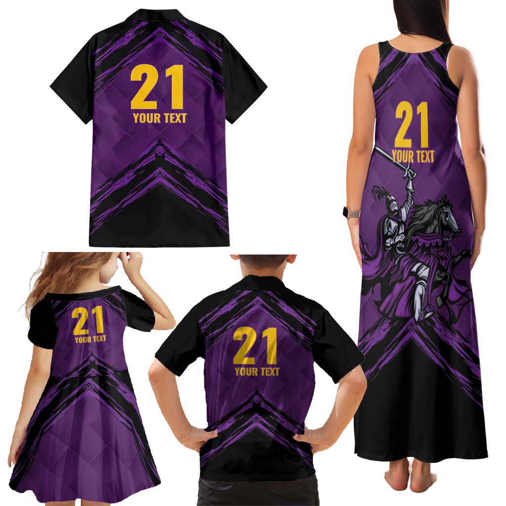 Custom Caribbean Cricket Trinidad and Tobago Cricket Family Matching Tank Maxi Dress and Hawaiian Shirt TKR Champions 2025 Purple Edition - Wonder Print Shop