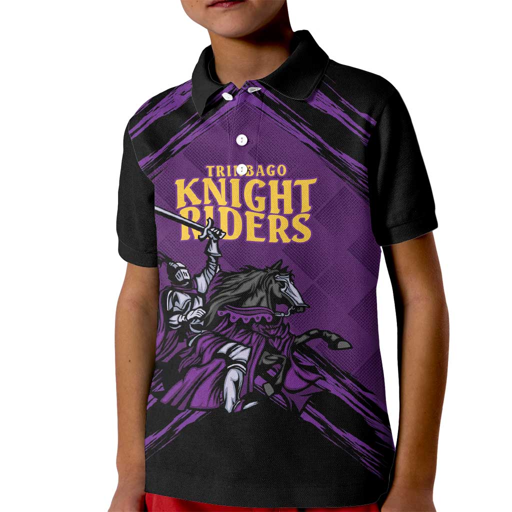 Custom Caribbean Cricket Trinidad and Tobago Cricket Kid Polo Shirt TKR Champions 2025 Purple Edition - Wonder Print Shop