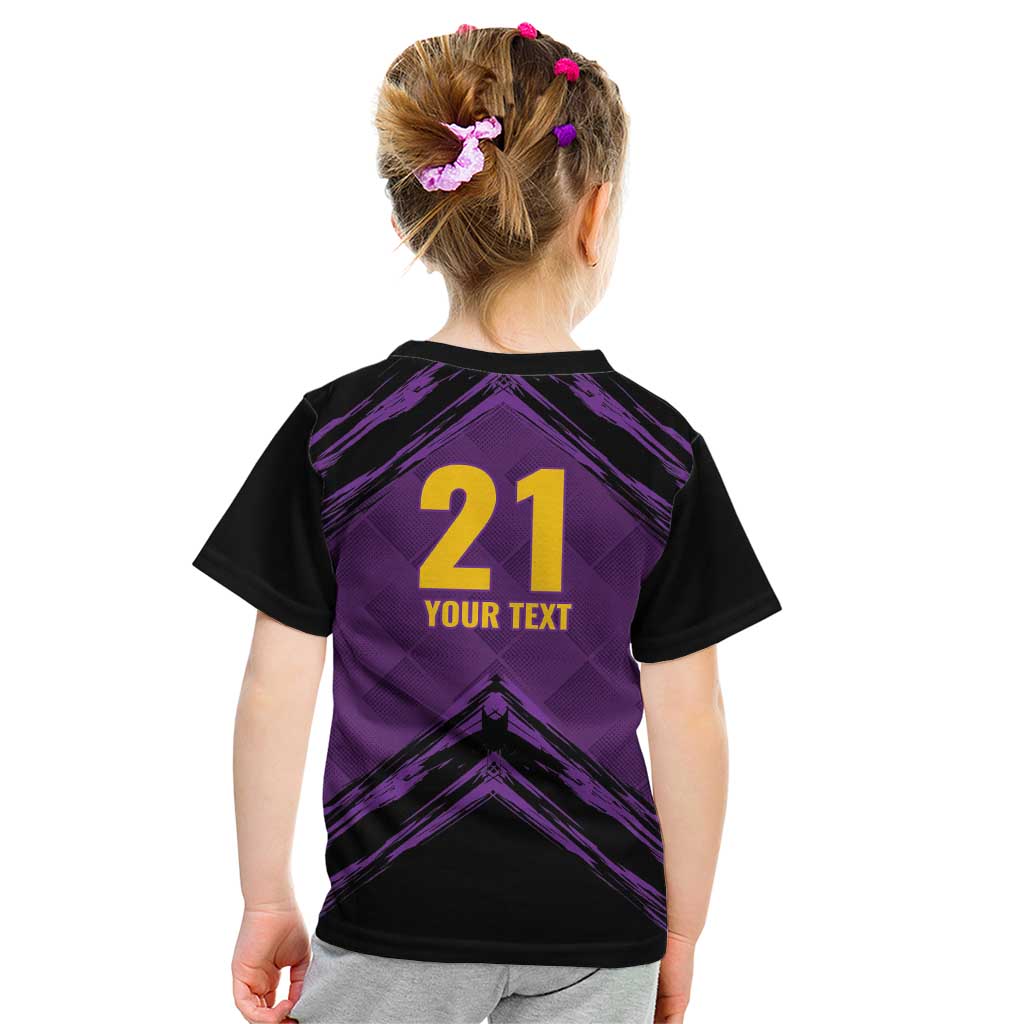 Custom Caribbean Cricket Trinidad and Tobago Cricket Kid T Shirt TKR Champions 2025 Purple Edition - Wonder Print Shop