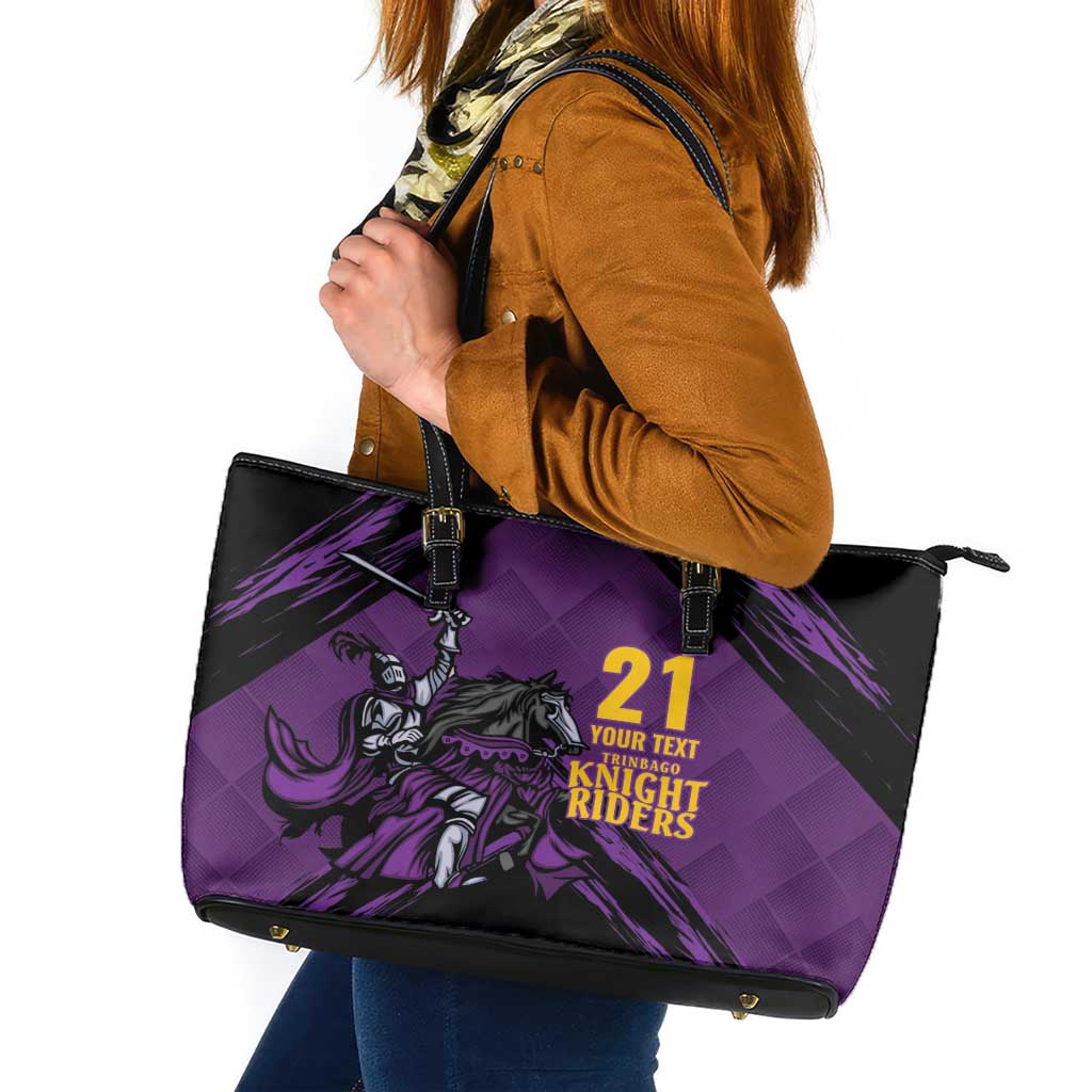 Custom Caribbean Cricket Trinidad and Tobago Cricket Leather Tote Bag TKR Champions 2025 Purple Edition - Wonder Print Shop