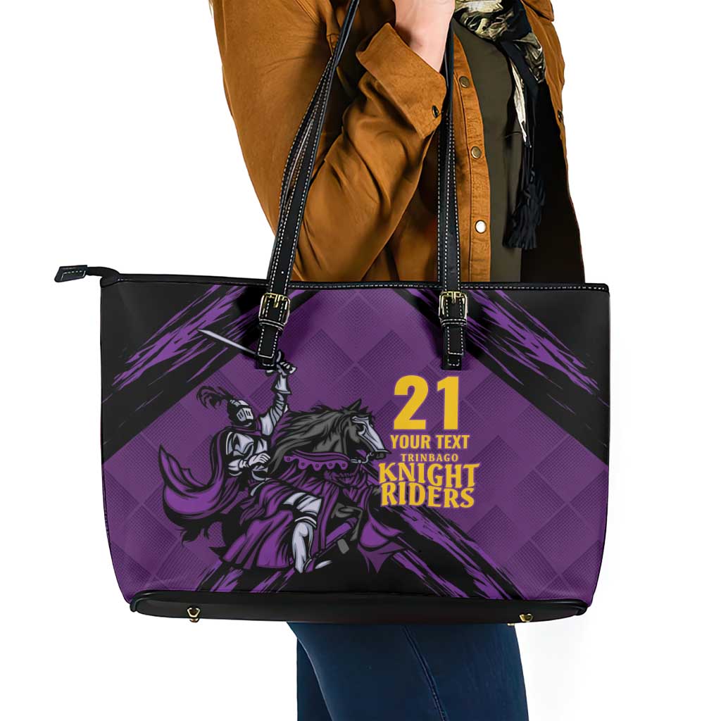Custom Caribbean Cricket Trinidad and Tobago Cricket Leather Tote Bag TKR Champions 2025 Purple Edition - Wonder Print Shop