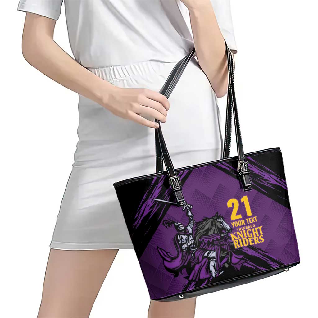 Custom Caribbean Cricket Trinidad and Tobago Cricket Leather Tote Bag TKR Champions 2025 Purple Edition - Wonder Print Shop