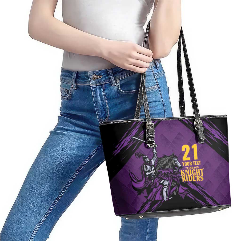 Custom Caribbean Cricket Trinidad and Tobago Cricket Leather Tote Bag TKR Champions 2025 Purple Edition - Wonder Print Shop