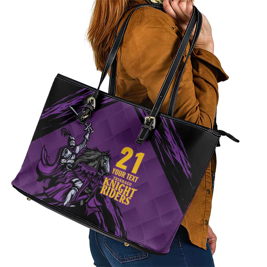 Custom Caribbean Cricket Trinidad and Tobago Cricket Leather Tote Bag TKR Champions 2025 Purple Edition - Wonder Print Shop