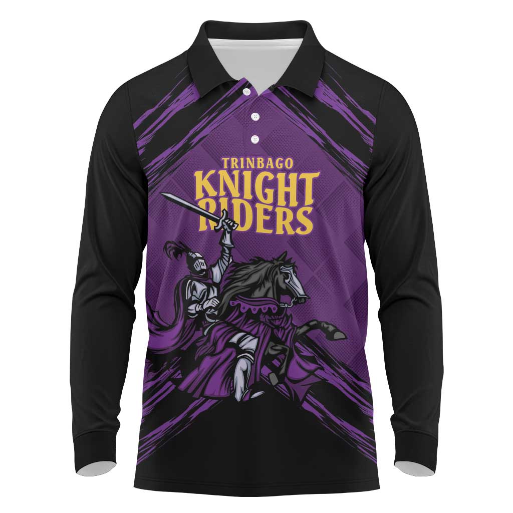 Custom Caribbean Cricket Trinidad and Tobago Cricket Long Sleeve Polo Shirt TKR Champions 2025 Purple Edition - Wonder Print Shop
