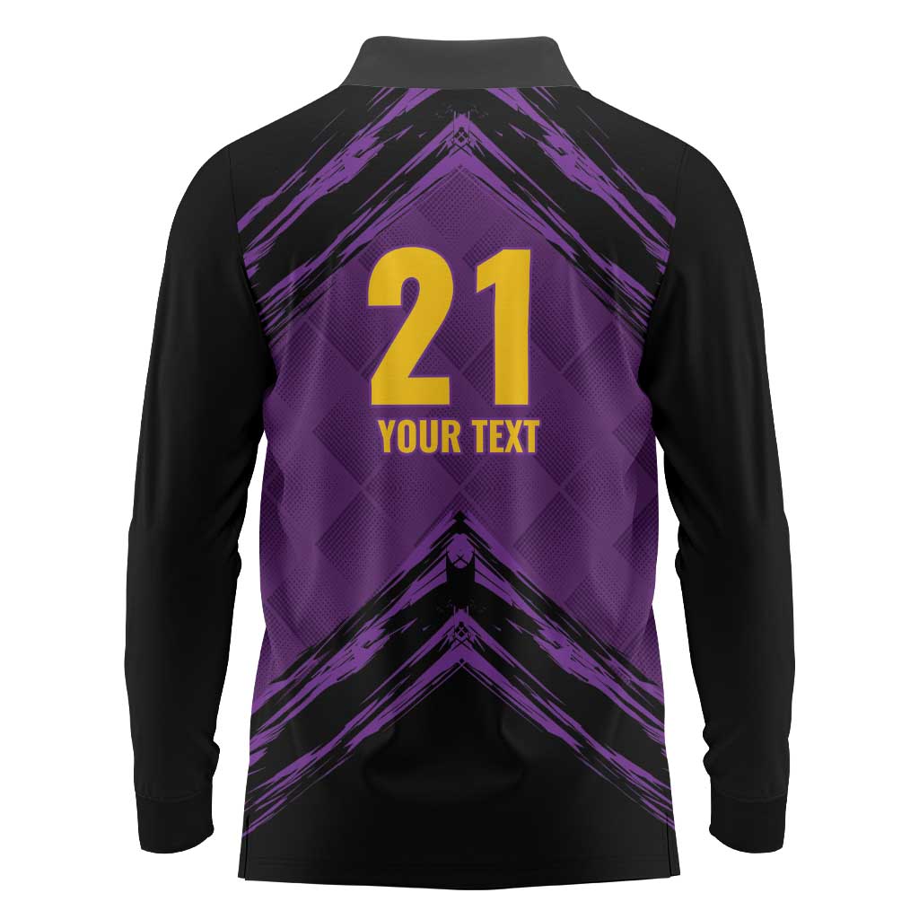 Custom Caribbean Cricket Trinidad and Tobago Cricket Long Sleeve Polo Shirt TKR Champions 2025 Purple Edition - Wonder Print Shop