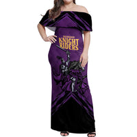 Custom Caribbean Cricket Trinidad and Tobago Cricket Off Shoulder Maxi Dress TKR Champions 2025 Purple Edition - Wonder Print Shop