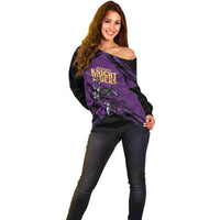 Custom Caribbean Cricket Trinidad and Tobago Cricket Off Shoulder Sweater TKR Champions 2025 Purple Edition - Wonder Print Shop