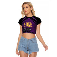 Custom Caribbean Cricket Trinidad and Tobago Cricket Raglan Cropped T Shirt TKR Champions 2025 Purple Edition - Wonder Print Shop