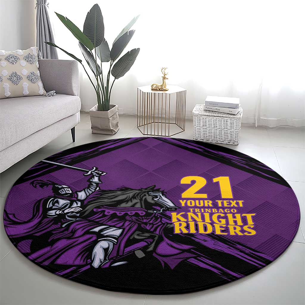 Custom Caribbean Cricket Trinidad and Tobago Cricket Round Carpet TKR Champions 2025 Purple Edition - Wonder Print Shop