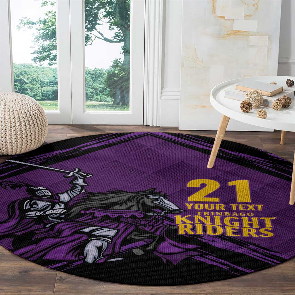 Custom Caribbean Cricket Trinidad and Tobago Cricket Round Carpet TKR Champions 2025 Purple Edition - Wonder Print Shop