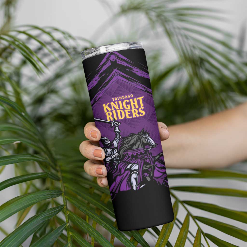 Custom Caribbean Cricket Trinidad and Tobago Cricket Skinny Tumbler TKR Champions 2025 Purple Edition - Wonder Print Shop