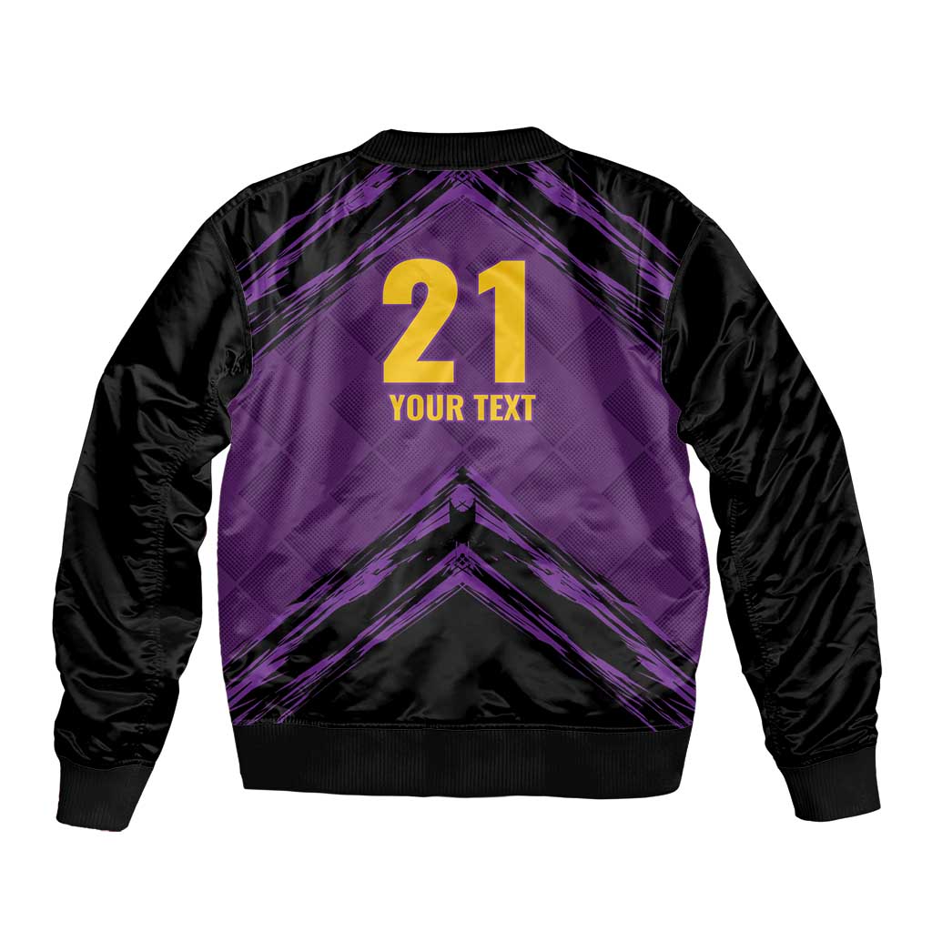 Custom Caribbean Cricket Trinidad and Tobago Cricket Sleeve Zip Bomber Jacket TKR Champions 2025 Purple Edition - Wonder Print Shop