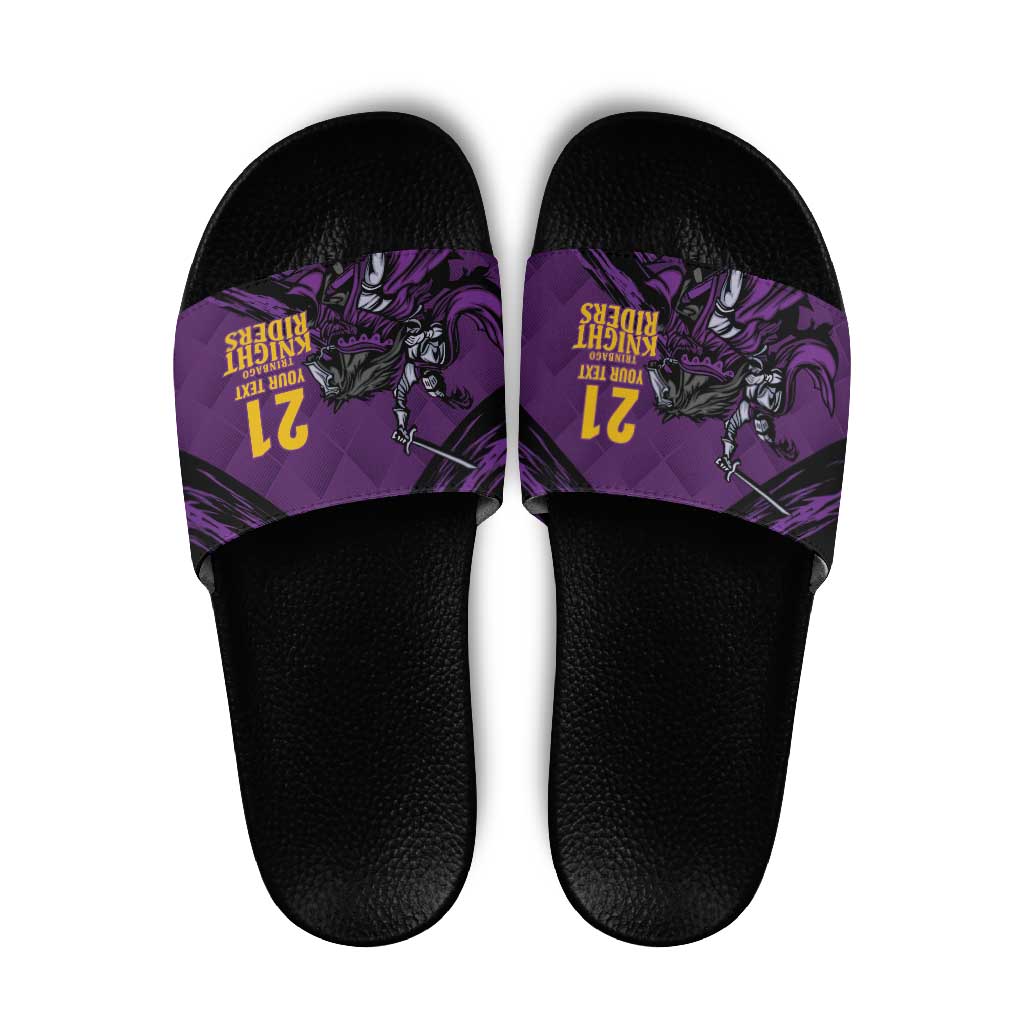 Custom Caribbean Cricket Trinidad and Tobago Cricket Slide Sandals TKR Champions 2025 Purple Edition - Wonder Print Shop
