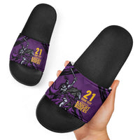 Custom Caribbean Cricket Trinidad and Tobago Cricket Slide Sandals TKR Champions 2025 Purple Edition - Wonder Print Shop
