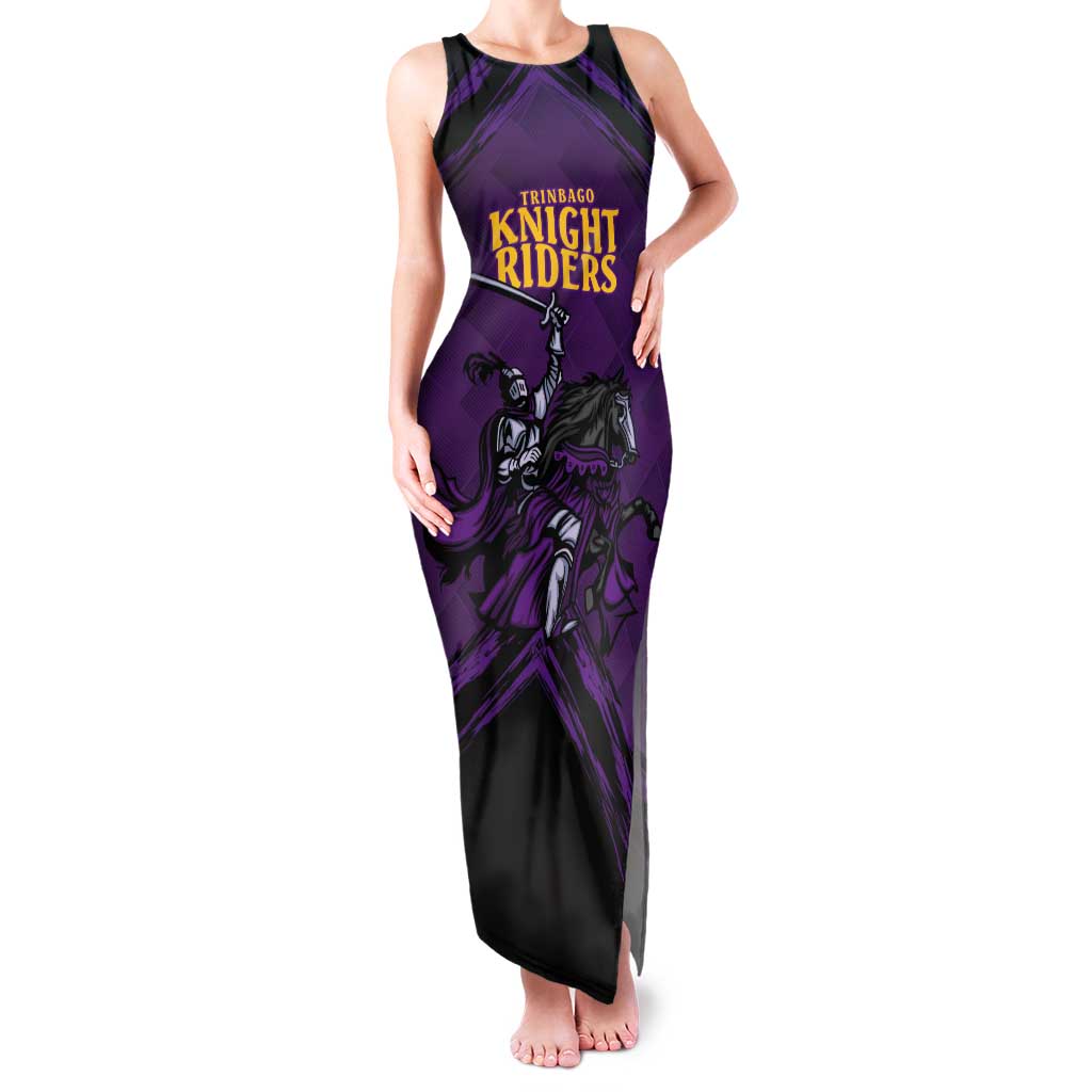Custom Caribbean Cricket Trinidad and Tobago Cricket Tank Maxi Dress TKR Champions 2025 Purple Edition - Wonder Print Shop