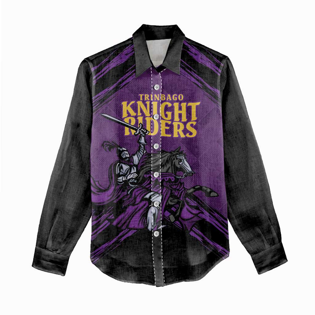 Custom Caribbean Cricket Trinidad and Tobago Cricket Women Casual Shirt TKR Champions 2025 Purple Edition - Wonder Print Shop