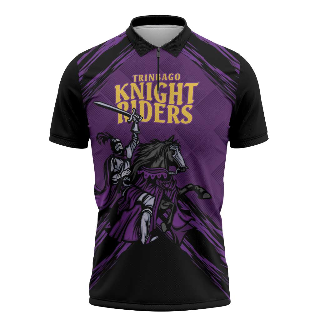 Custom Caribbean Cricket Trinidad and Tobago Cricket Zipper Polo Shirt TKR Champions 2025 Purple Edition - Wonder Print Shop