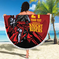 Custom Caribbean Cricket Trinidad and Tobago Cricket Beach Blanket TKR Champions 2025 Red Edition - Wonder Print Shop