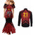 Custom Caribbean Cricket Trinidad and Tobago Cricket Couples Matching Mermaid Dress and Long Sleeve Button Shirt TKR Champions 2025 Red Edition - Wonder Print Shop
