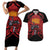 Custom Caribbean Cricket Trinidad and Tobago Cricket Couples Matching Short Sleeve Bodycon Dress and Hawaiian Shirt TKR Champions 2025 Red Edition - Wonder Print Shop