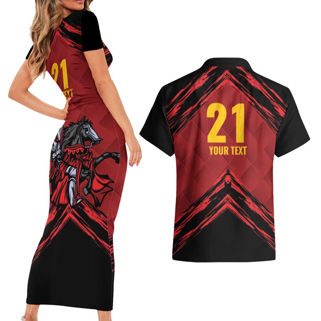 Custom Caribbean Cricket Trinidad and Tobago Cricket Couples Matching Short Sleeve Bodycon Dress and Hawaiian Shirt TKR Champions 2025 Red Edition - Wonder Print Shop