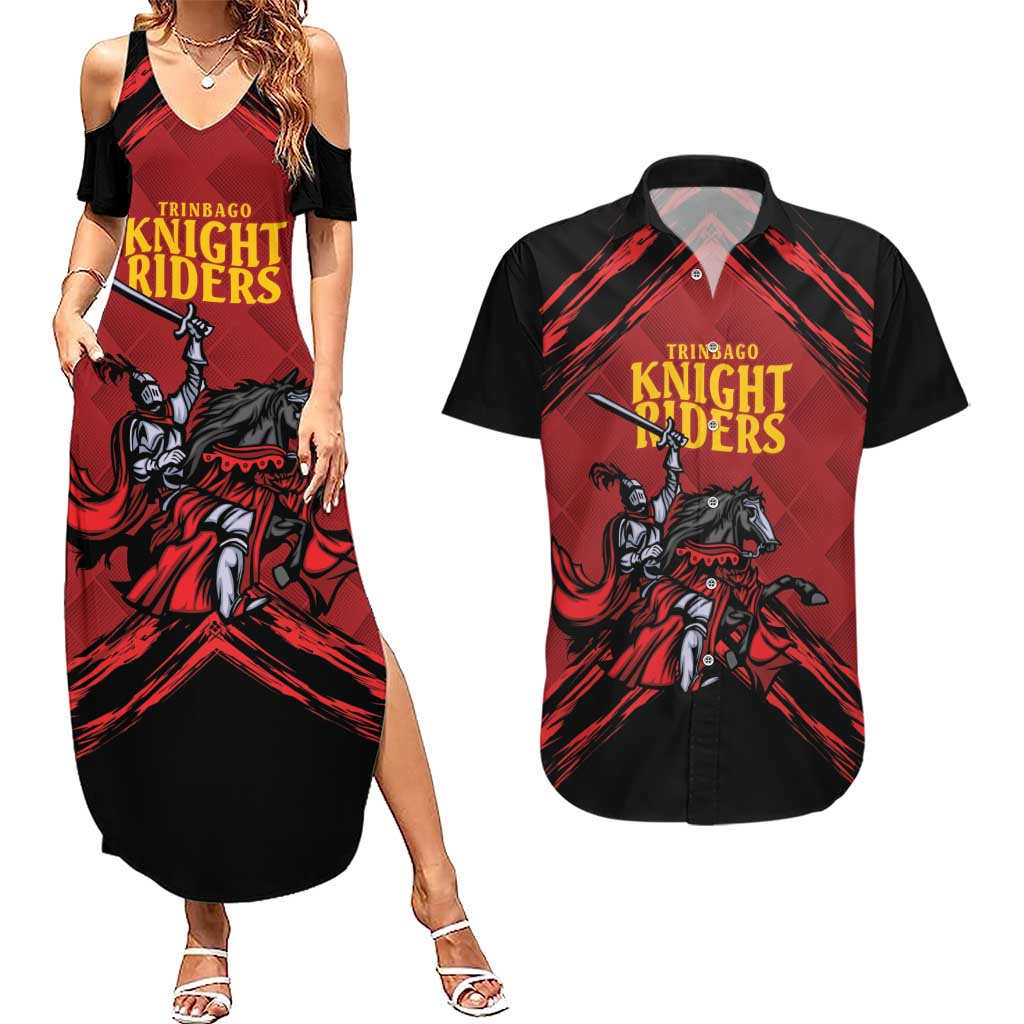Custom Caribbean Cricket Trinidad and Tobago Cricket Couples Matching Summer Maxi Dress and Hawaiian Shirt TKR Champions 2025 Red Edition - Wonder Print Shop