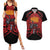 Custom Caribbean Cricket Trinidad and Tobago Cricket Couples Matching Summer Maxi Dress and Hawaiian Shirt TKR Champions 2025 Red Edition - Wonder Print Shop