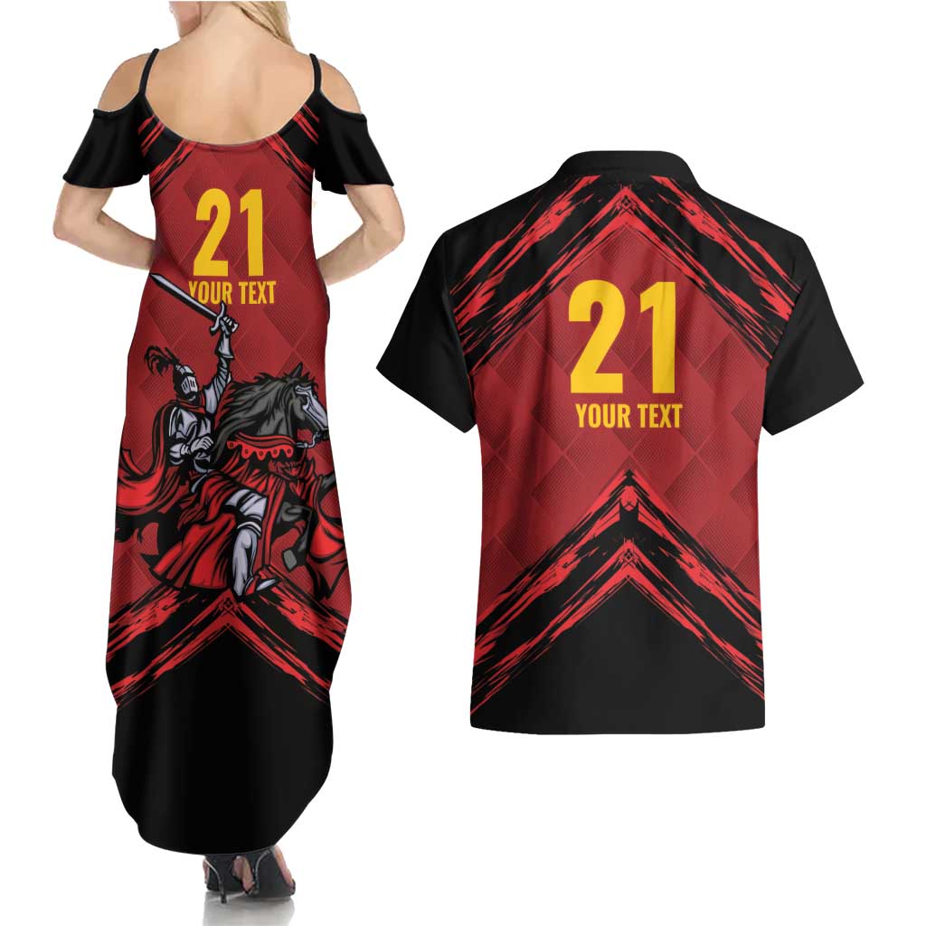 Custom Caribbean Cricket Trinidad and Tobago Cricket Couples Matching Summer Maxi Dress and Hawaiian Shirt TKR Champions 2025 Red Edition - Wonder Print Shop