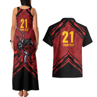 Custom Caribbean Cricket Trinidad and Tobago Cricket Couples Matching Tank Maxi Dress and Hawaiian Shirt TKR Champions 2025 Red Edition - Wonder Print Shop